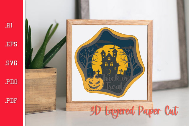 Trick or Treat Halloween - 3D Layered Paper Cut SVG SVG Slim Studio 