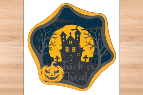 Trick or Treat Halloween - 3D Layered Paper Cut SVG SVG Slim Studio 