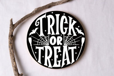Trick or treat, Halloween Door Sign SVG SVG DESIGNISTIC 