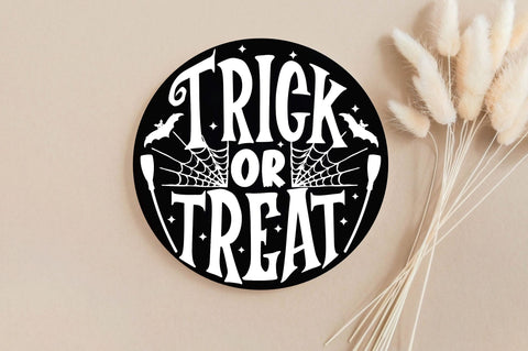 Trick or treat, Halloween Door Sign SVG SVG DESIGNISTIC 