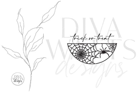 Trick Or Treat | Halloween Spider Web Door Hanger Design SVG Diva Watts Designs 
