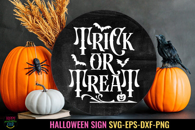 Trick or Treat Halloween SVG I Halloween Door Sign SVG SVG Happy Printables Club 