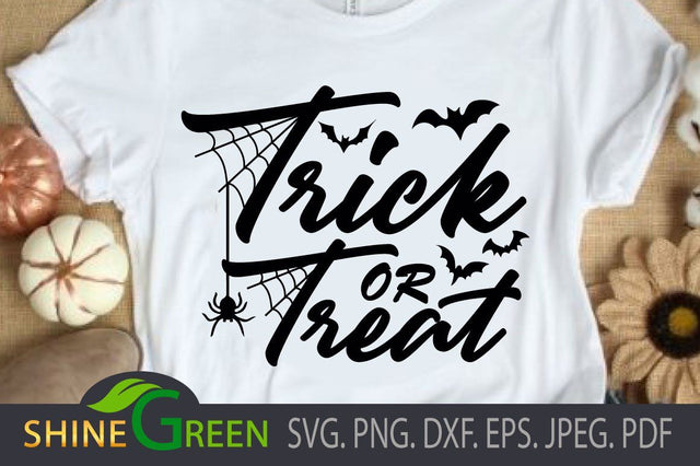 Trick or Treat Halloween SVG PNG EPS DXF for Cricut, Sublimation SVG Shine Green Art 