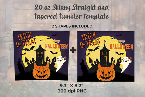 Trick or Treat Happy Halloween 20 oz Skinny Tumbler Wrap Template Sublimation Sublimatiz Designs 