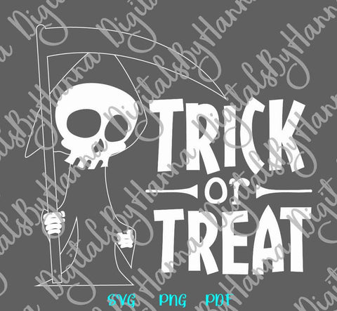 Trick or Treat Happy Halloween Grim Reaper Print and Cut SVG Digitals by Hanna 