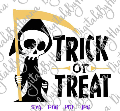 Trick or Treat Happy Halloween Grim Reaper Print and Cut SVG Digitals by Hanna 