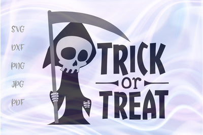 Trick or Treat Happy Halloween Grim Reaper SVG, PNG, DXF, PDF, JPG SVG Digitals by Hanna 