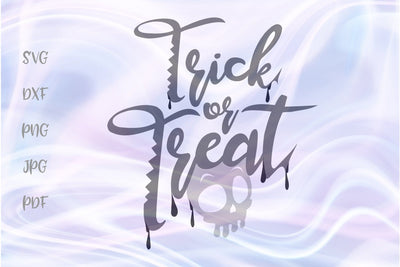 Trick or Treat Happy Halloween Skull SVG, PNG, DXF, PDF, JPG SVG Digitals by Hanna 