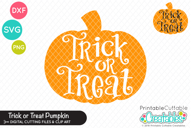 Trick or Treat Knockout Pumpkin SVG Printable Cuttable Creatables 