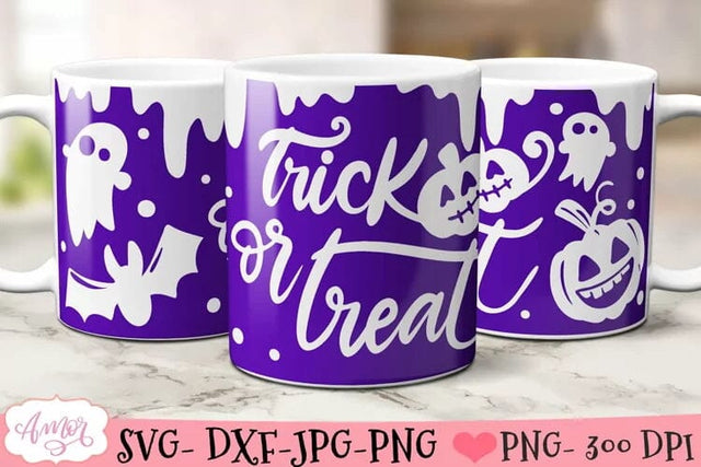 Trick or treat mug wrap SVG for infusible ink for Halloween SVG Amorclipart 