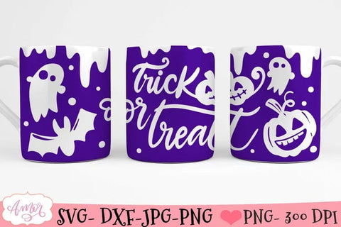 Trick or treat mug wrap SVG for infusible ink for Halloween SVG Amorclipart 
