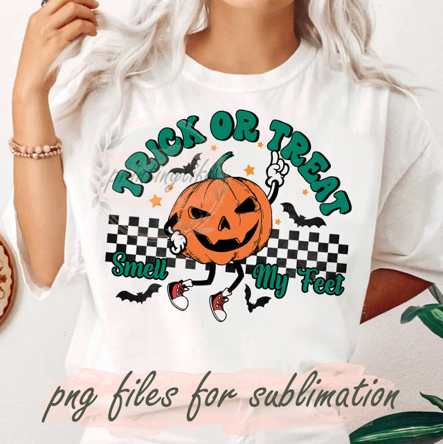 Trick or treat PNG Sublimation Digital Download, Halloween sublimation, Halloween png, Kids Halloween png, Retro Halloween files for sublimation Sublimation PrintingLife 