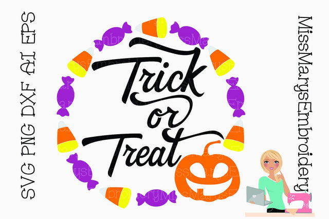 Trick or Treat Pumpkin Frame SVG MissMarysEmbroidery 