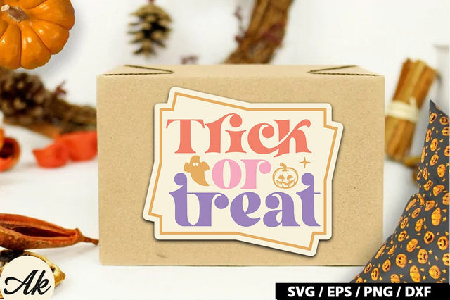 Trick or treat Retro Stickers SVG akazaddesign 