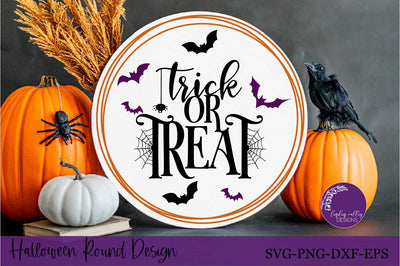 Trick Or Treat Round SVG|Halloween Round Sign SVG SVG Linden Valley Designs 