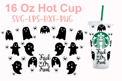 trick or treat Starbucks svg, Halloween Starbucks svg, 16 Oz Hotcup trick or treat svg SVG Isabella Machell 