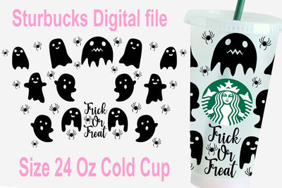 trick or treat Starbucks svg, trick or treat Starbucks 24 oz cold cup svg, Halloween Starbucks Drinkware, 24 Oz Starbucks Cold Cup Full warp Svg, Starbucks Cricut, Craft Svg, ghost svg SVG Isabella Machell 