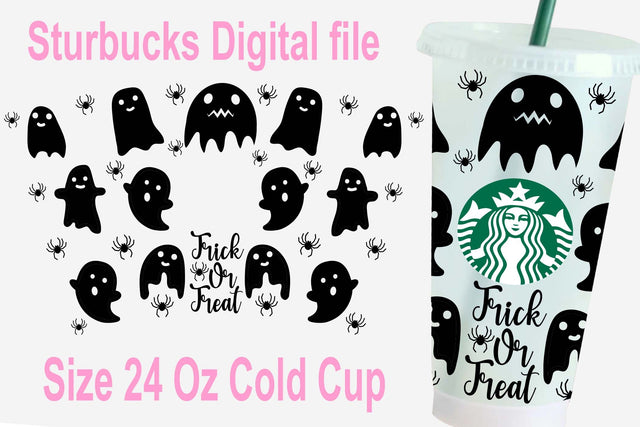 trick or treat Starbucks svg, trick or treat Starbucks 24 oz cold cup svg, Halloween Starbucks Drinkware, 24 Oz Starbucks Cold Cup Full warp Svg, Starbucks Cricut, Craft Svg, ghost svg SVG Isabella Machell 