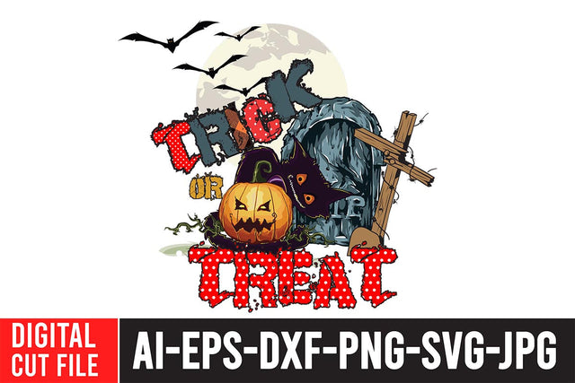 Trick or Treat Sublimation Design , Trick or Treat PNG Design Sublimation BlackCatsMedia 