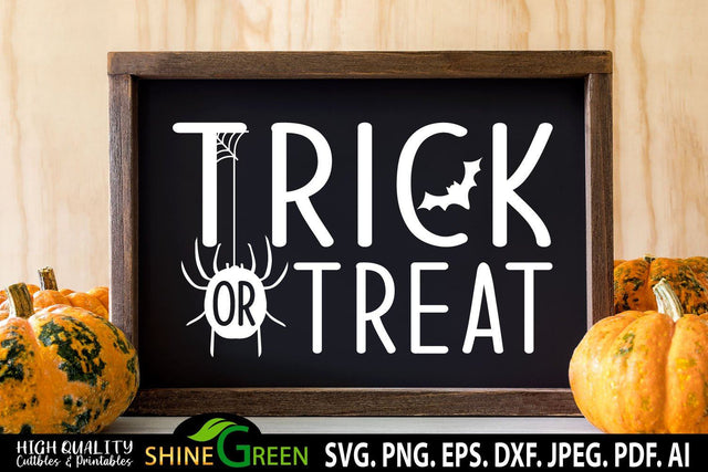 Trick or Treat SVG - Halloween Sign, Doormat SVG Cut File SVG Shine Green Art 