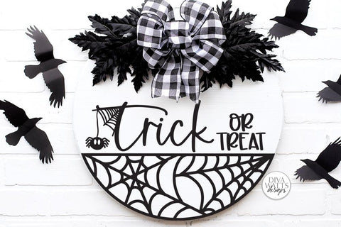 Trick Or Treat SVG | Halloween Spider Round Sign Design SVG Diva Watts Designs 