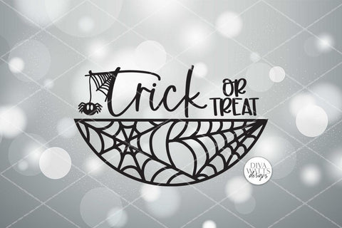 Trick Or Treat SVG | Halloween Spider Round Sign Design SVG Diva Watts Designs 