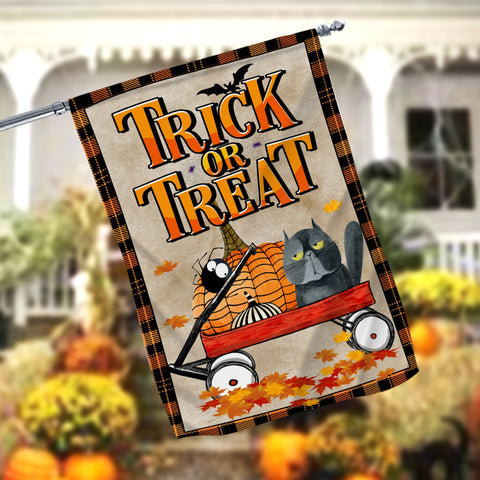 Trick Or Treat Wagon Halloween Garden Flag - 12x18 Garden Flag Sublimation Design Download PNG File Instant Download Sublimation CaldwellArt 
