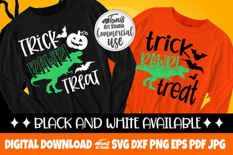Trick Rawr Treat SVG, Funny Halloween Svg for Kids SVG TonisArtStudio 
