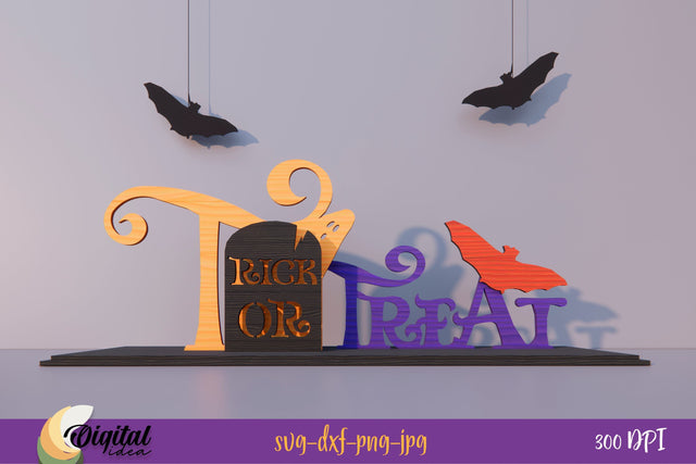 TRICKorTREAT | Layered Halloween Letter Stand 3D Design | Lettering SVG | Laser Cut SVG Evgenyia Guschina 