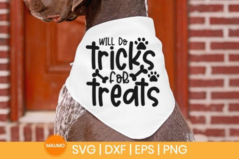 Tricks for treats | Dog bandana svg quote SVG Maumo Designs 