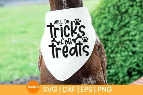 Tricks for treats | Dog bandana svg quote SVG Maumo Designs 