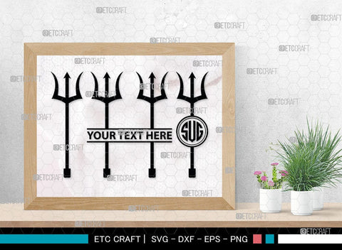 Trident Monogram, Trident Silhouette, Pitchfork Svg, Trident Neptune Svg, Summer Trident Svg, SB00033 SVG ETC Craft 