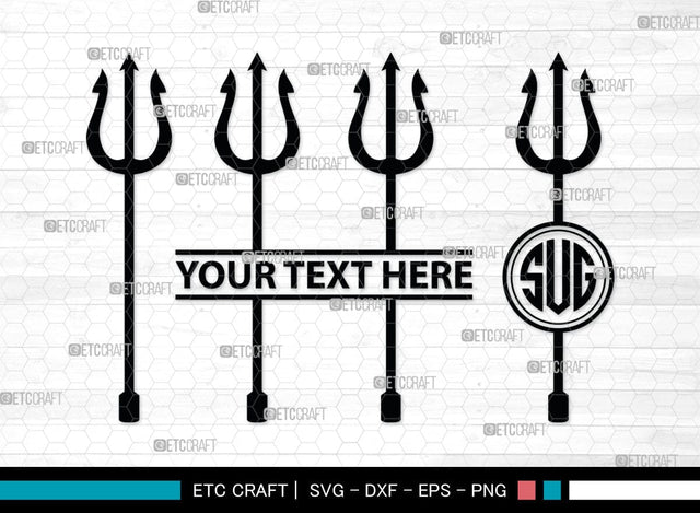 Trident Monogram, Trident Silhouette, Pitchfork Svg, Trident Neptune Svg, Summer Trident Svg, SB00033 SVG ETC Craft 