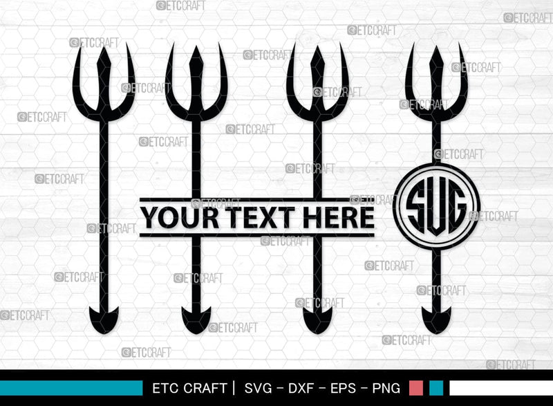 Trident Monogram, Trident Silhouette, Pitchfork Svg, Trident Neptune Svg, Summer Trident Svg, SB00033 SVG ETC Craft 