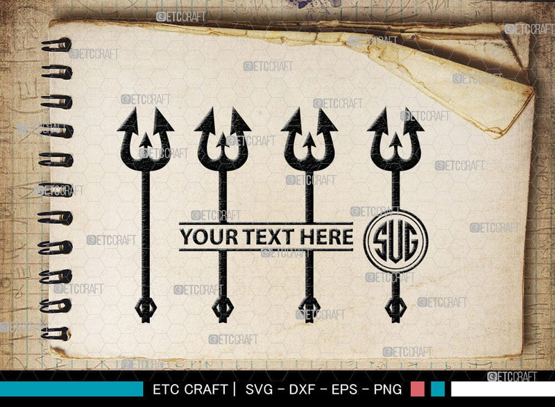 Trident Monogram, Trident Silhouette, Pitchfork Svg, Trident Neptune ...