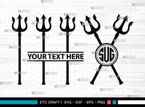 Trident Monogram, Trident Silhouette, Pitchfork Svg, Trident Neptune Svg, Summer Trident Svg, SB00033 SVG ETC Craft 