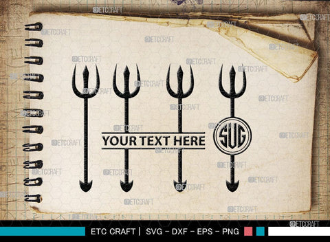 Trident Monogram, Trident Silhouette, Pitchfork Svg, Trident Neptune Svg, Summer Trident Svg, SB00033 SVG ETC Craft 