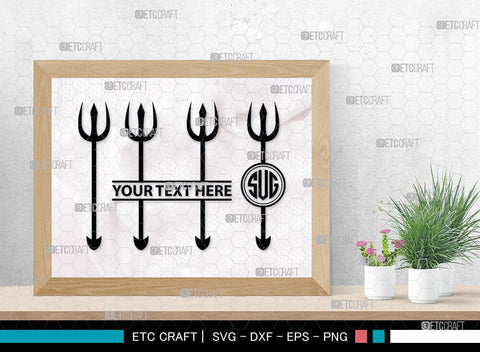 Trident Monogram, Trident Silhouette, Pitchfork Svg, Trident Neptune Svg, Summer Trident Svg, SB00033 SVG ETC Craft 