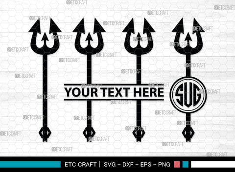 Trident Monogram, Trident Silhouette, Pitchfork Svg, Trident Neptune Svg, Summer Trident Svg, SB00033 SVG ETC Craft 