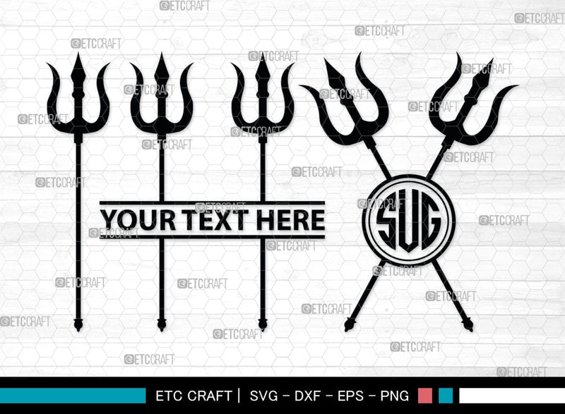 Trident Monogram, Trident Silhouette, Pitchfork Svg, Trident Neptune Svg, Summer Trident Svg, SB00033 SVG ETC Craft 