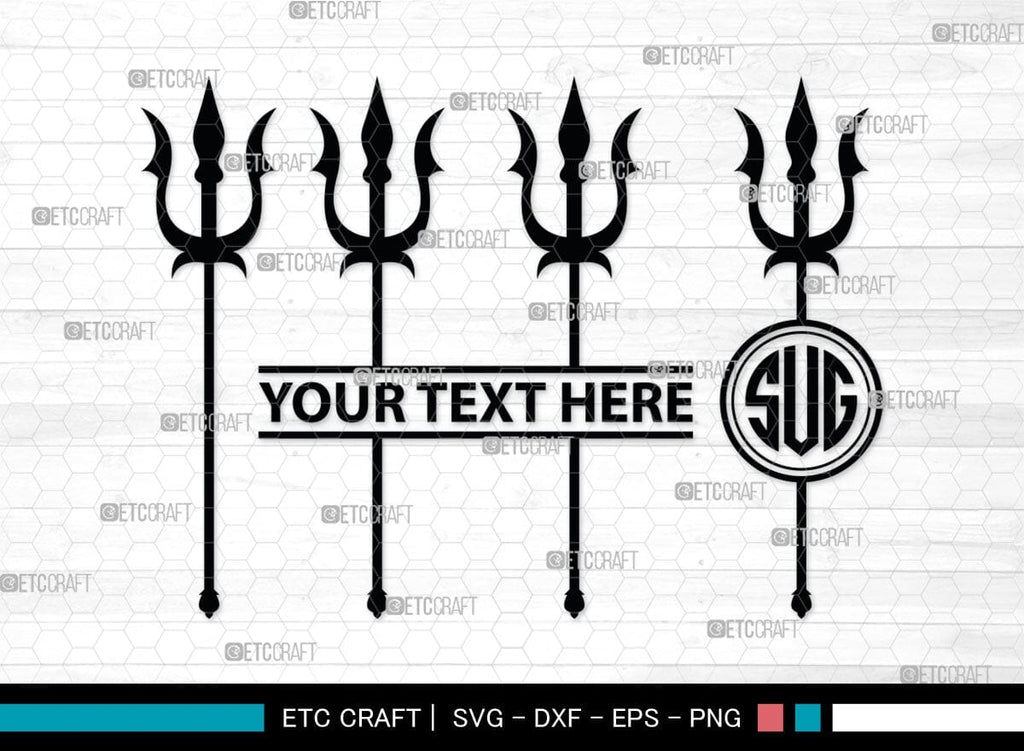 Trident Monogram, Trident Silhouette, Pitchfork Svg, Trident Neptune ...