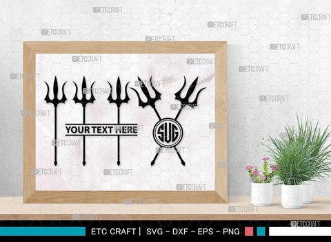 Trident Monogram, Trident Silhouette, Pitchfork Svg, Trident Neptune Svg, Summer Trident Svg, SB00033 SVG ETC Craft 