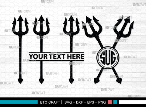 Trident Monogram, Trident Silhouette, Pitchfork Svg, Trident Neptune Svg, Summer Trident Svg, SB00033 SVG ETC Craft 