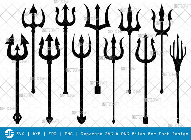Trident SVG Cut Files | Pitchfork Silhouette | Trident Neptune Bundle SVG ETC Craft 