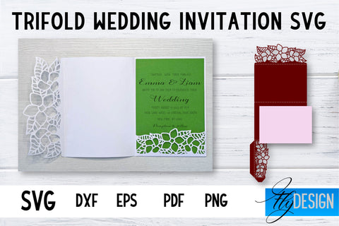 Trifold Wedding Invitation Card Bundle | Pop Up SVG Card | Wedding SVG SVG Fly Design 