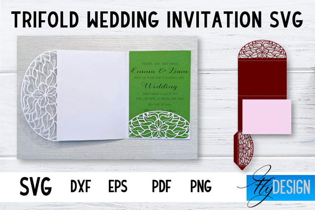 Trifold Wedding Invitation Card | Pop Up SVG Card | Wedding SVG SVG Fly Design 