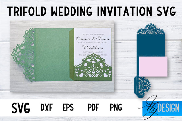 Trifold Wedding Invitation Card | Pop Up SVG Card | Wedding SVG SVG Fly Design 