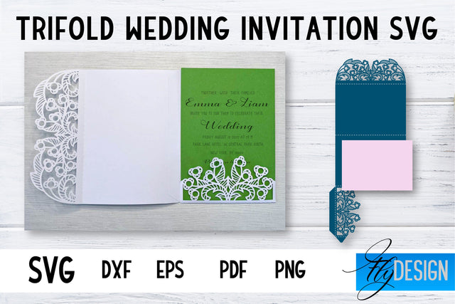 Trifold Wedding Invitation Card | Pop Up SVG Card | Wedding SVG SVG Fly Design 