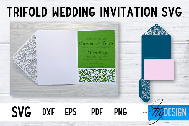 Trifold Wedding Invitation Card | Pop Up SVG Card | Wedding SVG SVG Fly Design 