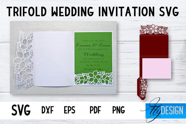 Trifold Wedding Invitation Card | Pop Up SVG Card | Wedding SVG SVG Fly Design 